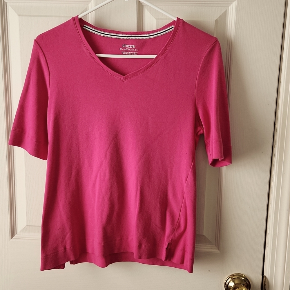 Chico's Ultimate Tee, Chico's Size 1, USA Size M, Bright Pink